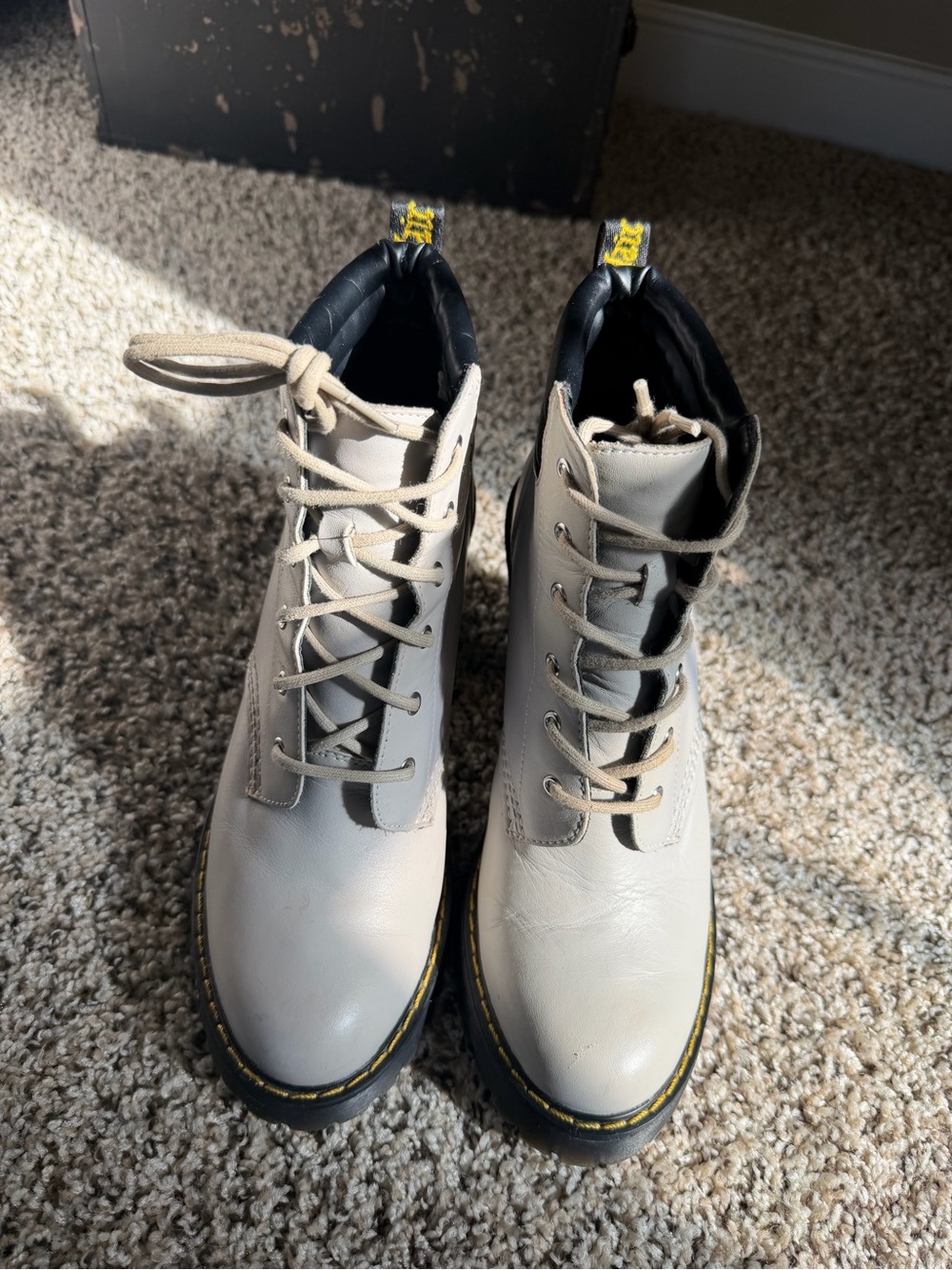 Dr. Martens Women's Retro (2016) Lace-Up Cream Leather Boots